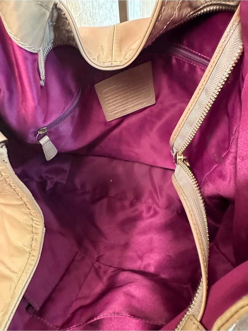 REHAB ME - Coach Blush Patent Leather Hobo with Gold Hardware